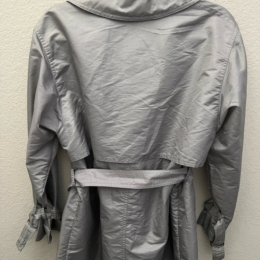 INC International Concepts Silver Belted Trench Coat Women’s Size S - Picture 4 of 6